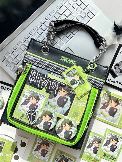 Black & Green Sweetheart Charm Zipper Ita Shoulder Bag