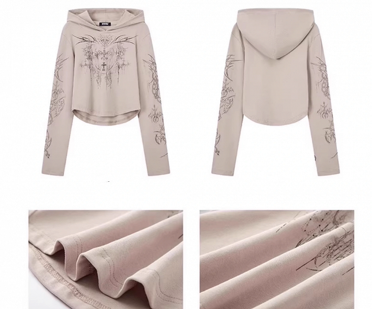 Punk Rock Cross and Spiderweb Print Camel Sun Protection Hooded Top