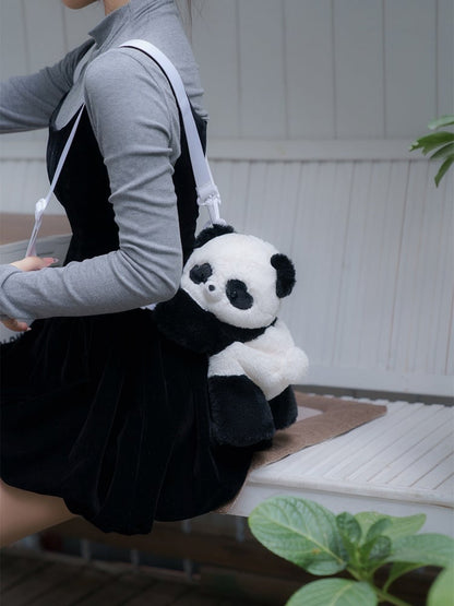 Black And White Cute Panda Plush Backpack Crossbody Bag Small/Middle/Large Size