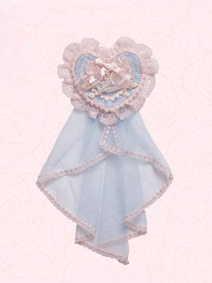 Blue / Purple & Pink Heart-shaped Floral Hairclip