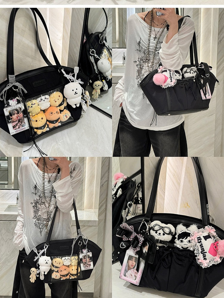 Black Fan-shaped Ita Shoulder Bag