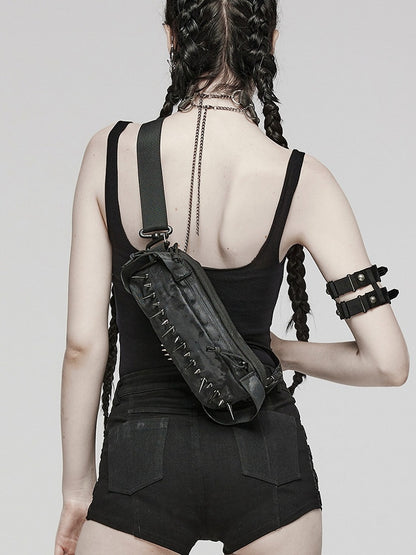 Black Punk One Shoulder Spiked Bag