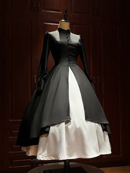 Black and White Nun Lolita Long Sleeves Dress