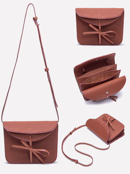 Warmy Brown Bow Phone Pouch - Crossbody Style