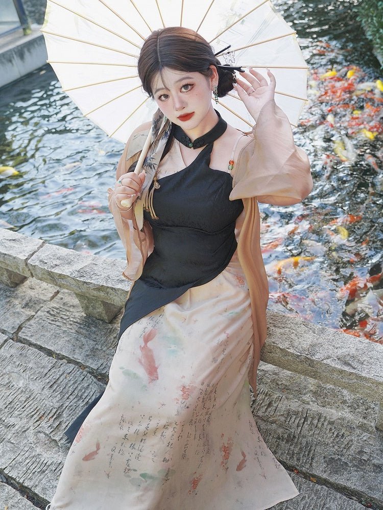 Plus Size Open Placket Long Sleeves Coverup