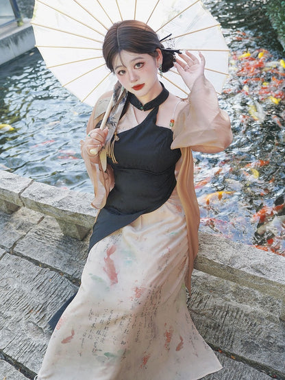 Plus Size Open Placket Long Sleeves Coverup