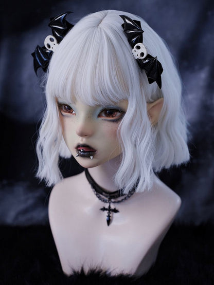 Skull Decorated Black Goth Wings Hairclips