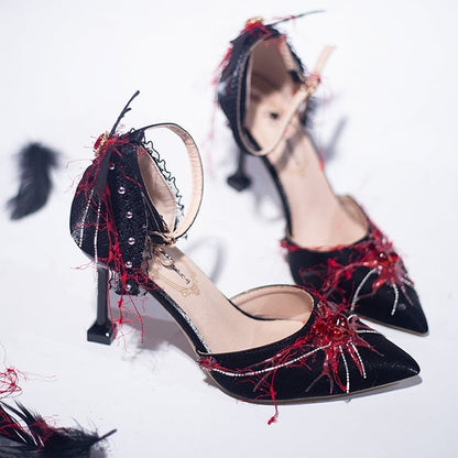 Blue&Red Gothic Lolita Heart Decorated Spider Design Pointed Toe 5CM/8.5CM High Heels