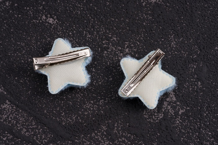 Crosses Decorated Blue Plush Star-shaped Hairclips