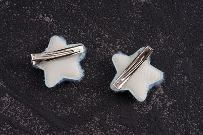 Crosses Decorated Blue Plush Star-shaped Hairclips