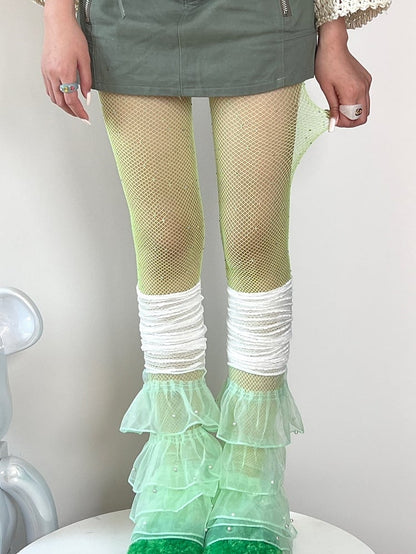 11 Color Options Rhinestone Decorated Fishnet Tights
