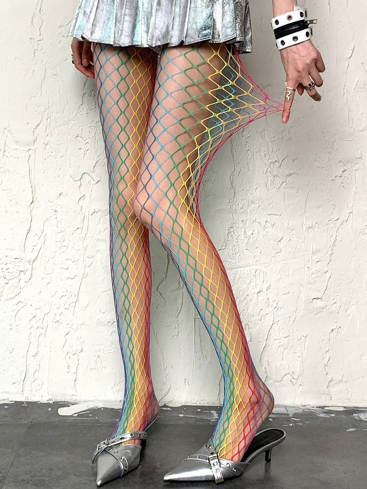 Colorful Y2K Regular Version Fishnet Tights