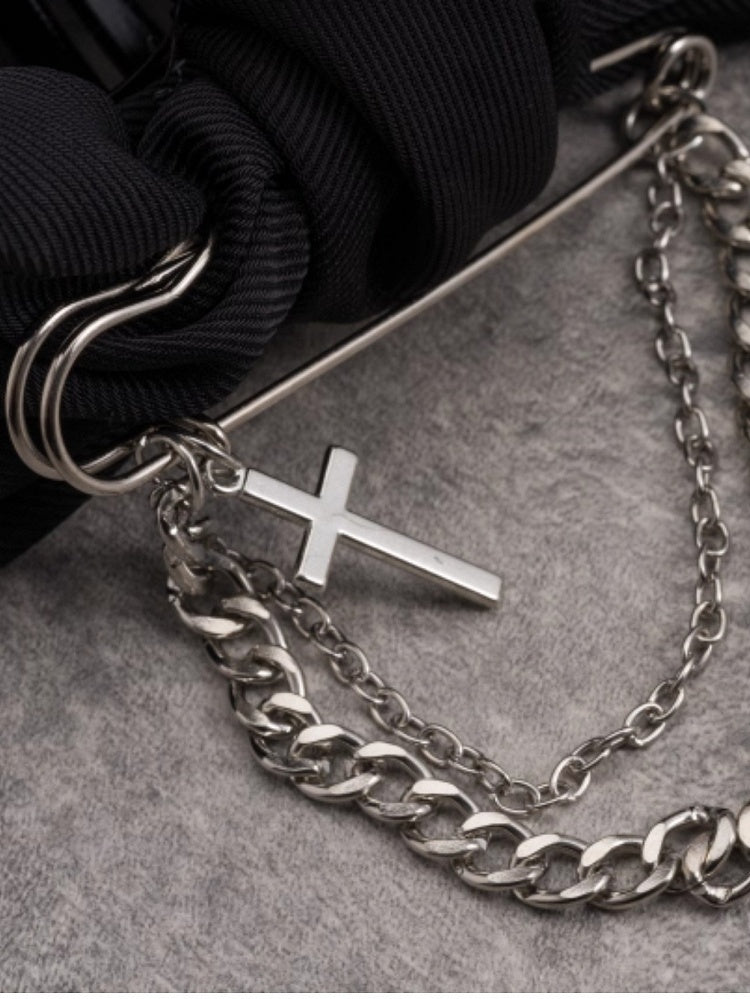 Black Bowknot With Cross Decorated Claw Clip