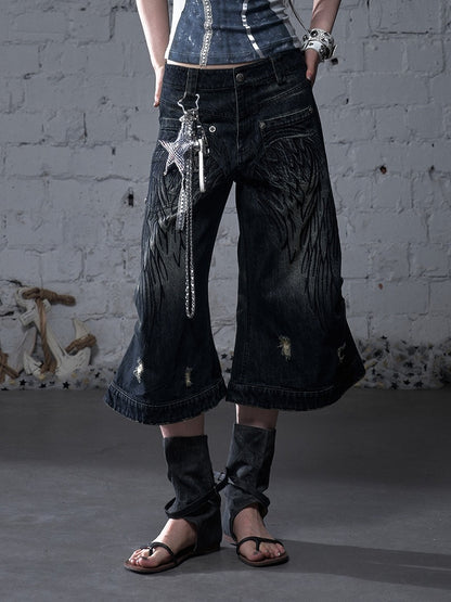 Punk Rock Skeleton and Star Charm White Necklace Keychain