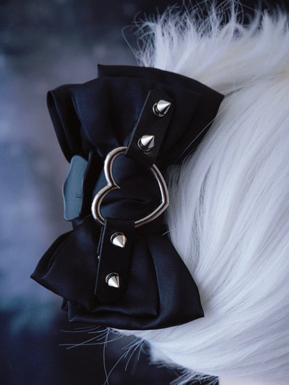 Black Gothic Bowknot Claw Clip With Heart Buckle