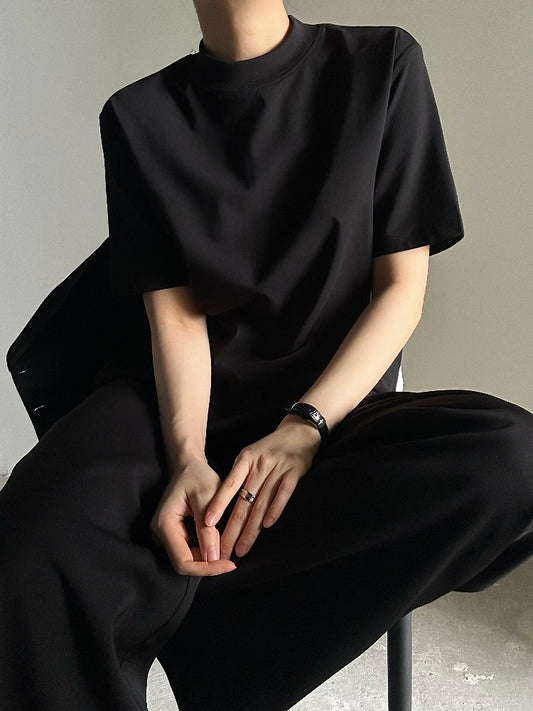 Ouji Lolita Black Unisex Short Sleeve Mock Neck T-shirt