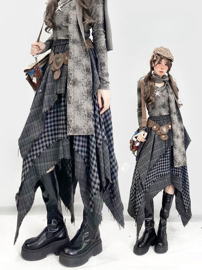 Millard Fashion Handkerchief Hem Grey Wasteland Punk Vintage Skirt