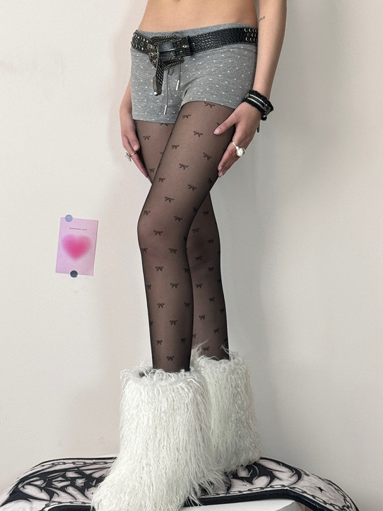 4 Color Options Bowknot Pattern Tights