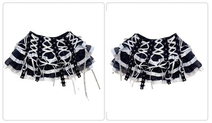 Lace-up Detail Black Punk Tiered Skirt Coachella Outfits