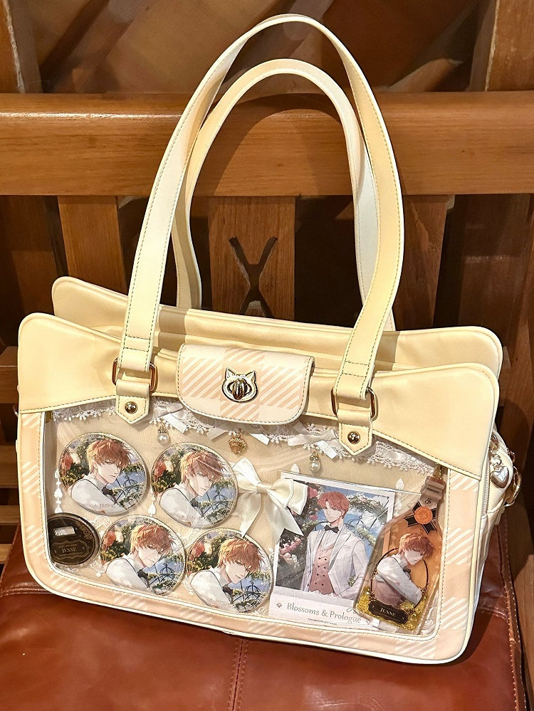 Plaid Pattern Large Capacity Yellow Ita Tote Bag