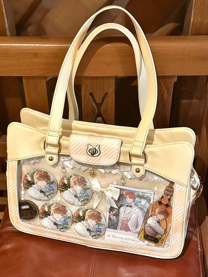 Plaid Pattern Large Capacity Yellow Ita Tote Bag