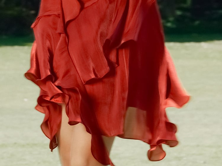 Red Vintage Flutter Sleeves Summer Dress