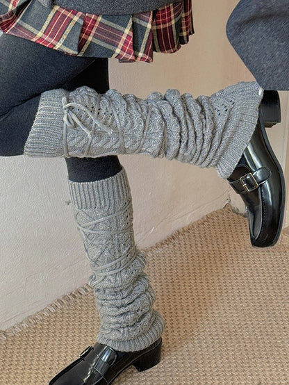 White/Beige/Light Grey/Camel/Dark Grey/Black Y2K Knitted Leg Warmers