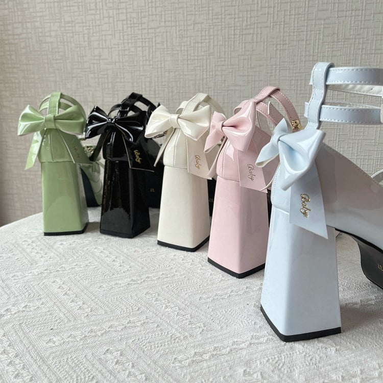 Clearance - Size 36 Pink Bow Accents High Block Heel Platform High Heels