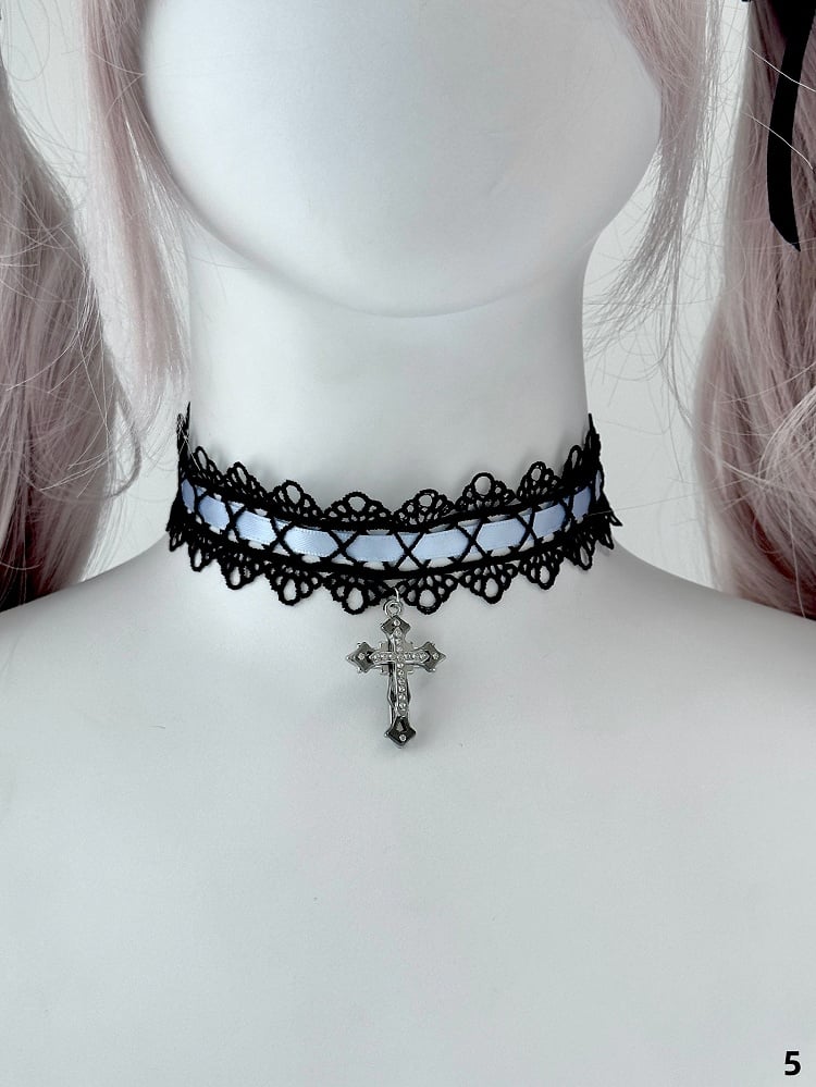 7 Colors Halloween Gothic Cross Pendant Nun Lolita Choker