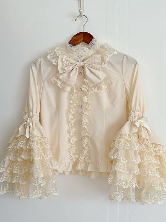 Apricot Layered Lace Bell Sleeves Lolita Blouse