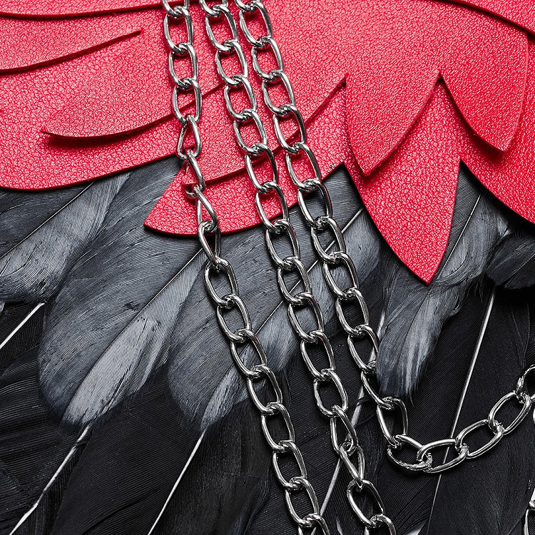 Black and Red Punk Feather Wing Harness
