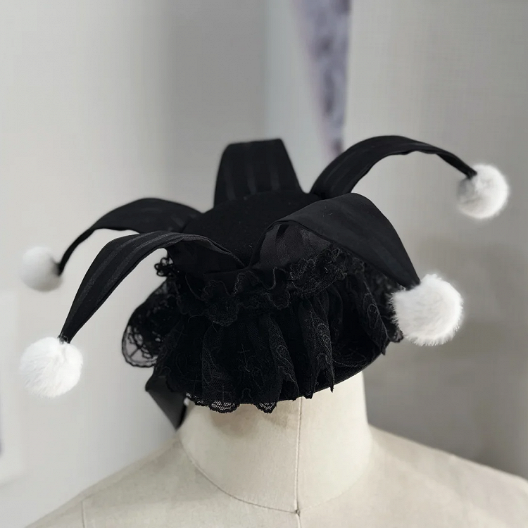 Black / Apricot Circus Clown Mini Hat