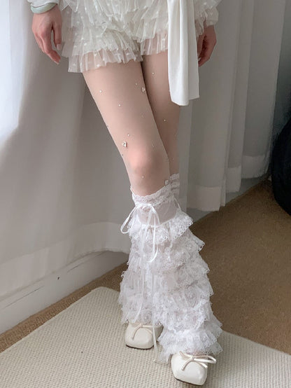 White Rhinestone Decorated Tights