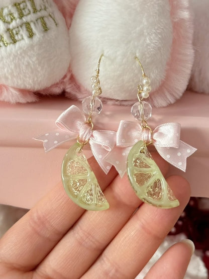 3 Color Options Polka-dot Pattern Bowknot Decorated Lemon Ear Clips