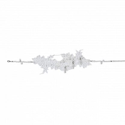 White Bead Details Lace Applique Choker