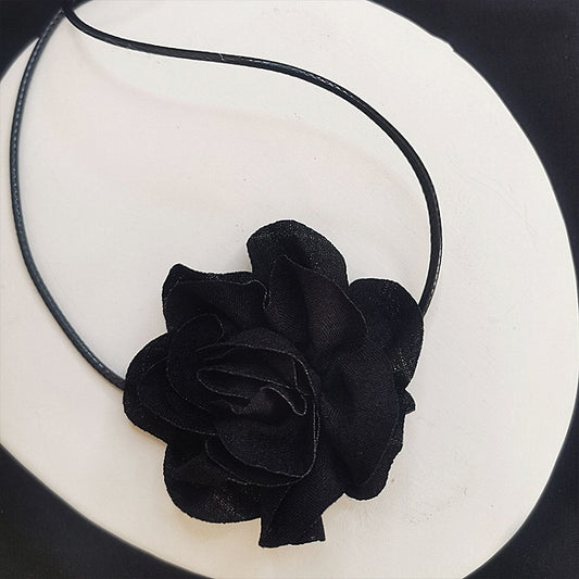 Gothic Black Camellia Choker