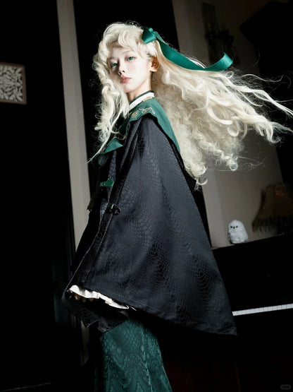 Slythern Black and Green Snake Scale Pattern Gothic Robe
