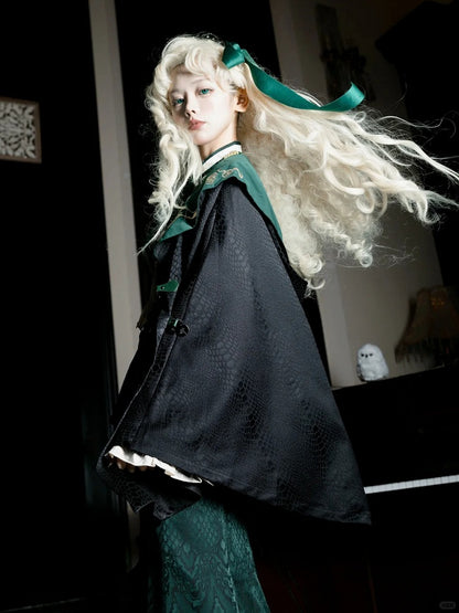Slythern Black and Green Snake Scale Pattern Gothic Robe