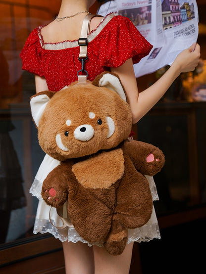 Brown 35cm/50cm Plush Red Panda Backpack Detachable Shoulder Straps