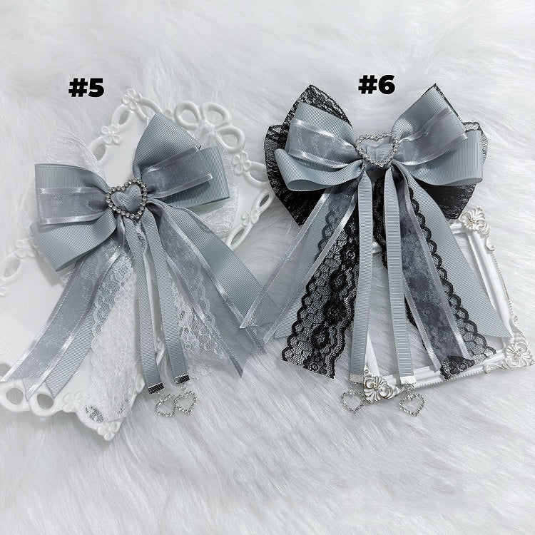 13 Options Jirai Kei Heart Charm Big Bow Brooch