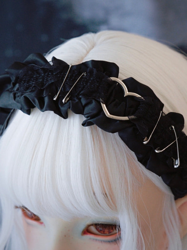 Black Ruffle Lace Trim With Pins Details KC