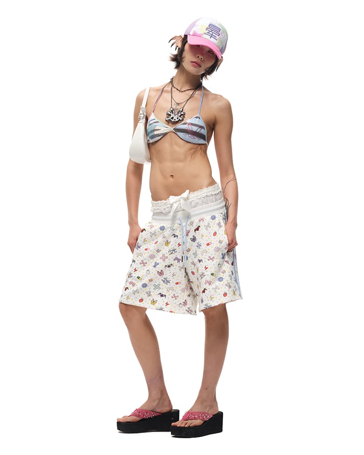 Allover Rhinestone Embellished Skeleton Bunny Charm Layered Necklace