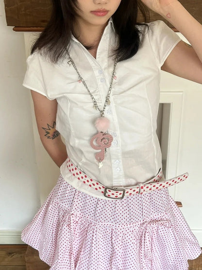 Pink/Silver Y2K Musical Note With Heart Charm Necklace