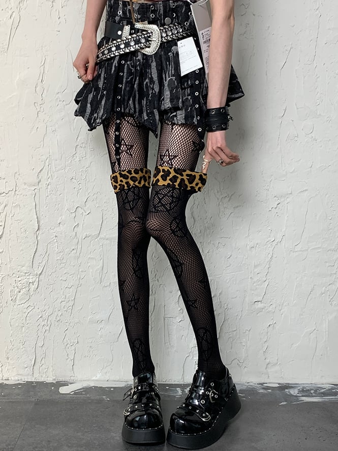 Black Y2K Star Pattern Tights