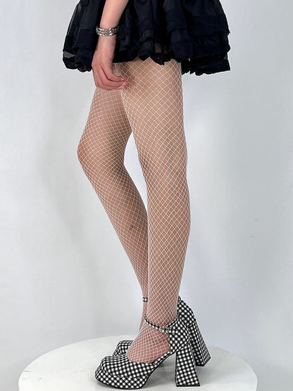 Black/White Y2K Small Version Fishnet Tights