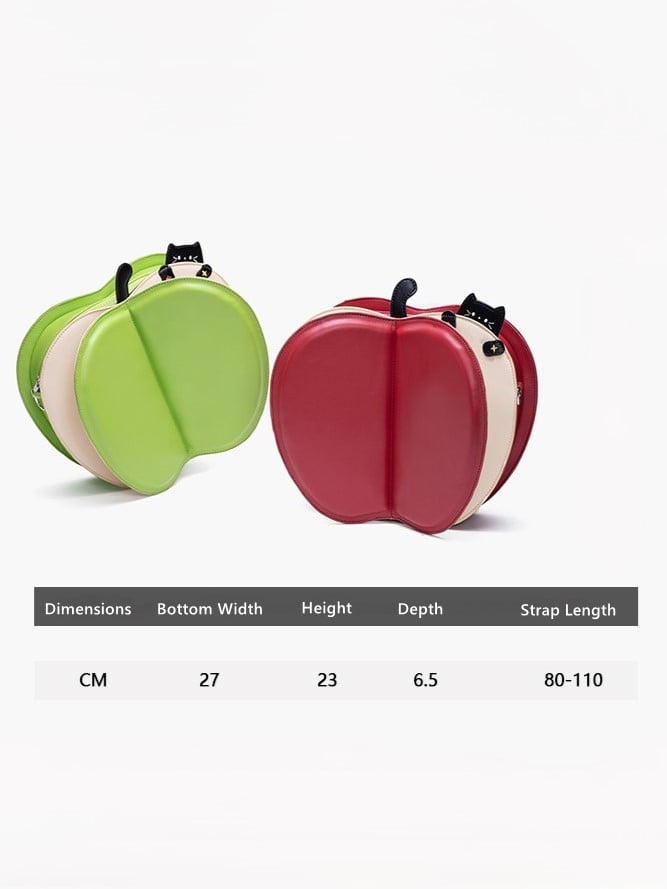 Playful 2-Way Red Apple Flip Backpack With Moon & Star Core And Cat Embroidery