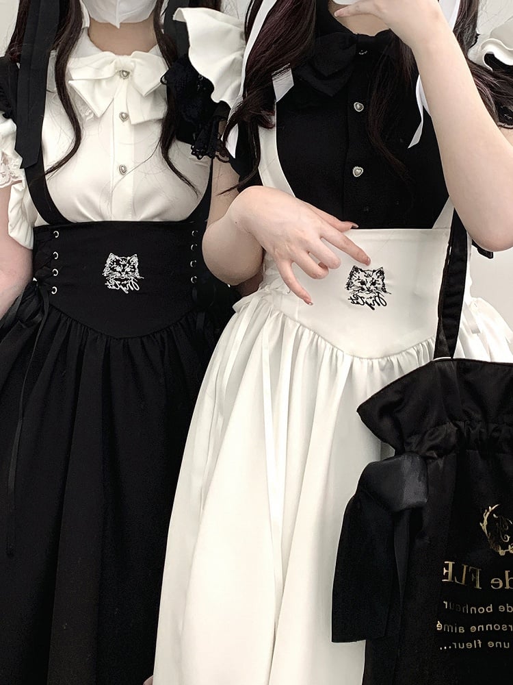 Clearance-Free Size for Bust 104CM Black Lace Trim Jirai Kei Flutter Sleeves Blouse with Back Wings