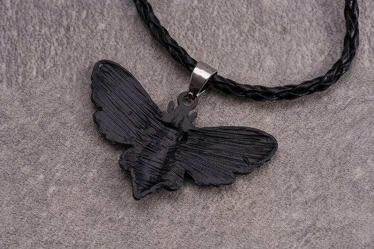 Handmade Gothic Black Moth Pendant Necklace