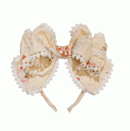 Strawberry Print Pink/Yellow/Blue Big Bow KC