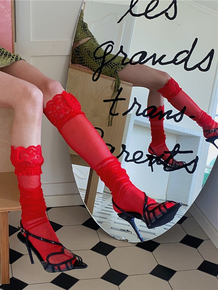 11 Color Options Lace Detail Sheer Stockings